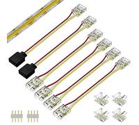 PAUTIX CCT COB LED Streifen Licht Steckverbinder Set für 4Pin10mm Breite CCT Abstimmbarer Cob LED Streifen,4 Stück transparente lückenlose Mittelstecker und 4 Stück Dual-End-Verlängerungsdrähte 10cm