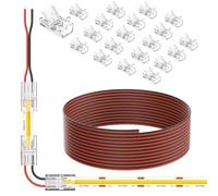 PAUTIX LED Connecteurs pour 8MM 2 Broches Bandes Lumineuses LED, 20pcs Bandes à Fils Connecteurs, 3M 22AWG Extension Fils pour sans soudure et sans espace 5V,12V et 24V Ruban LED COB 2835