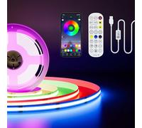 PAUTIX RGB Ruban LED COB 2m, USB 5V 1200LEDs avec contrôleur Bluetooth Smart APP Multicolore Bande Lumineuse LED Flexible pour Chambre, Bar, TV, Cuisine, Fête, Décoration de Bricolage