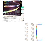 PAUTIX RGB Smart IC Ruban LED COB 10M Kit, DC24V Pixels à Changement de Couleur Adressable Smart RGB LED Bande Lumineuse Travailler pour Alexa/Google Assistant, 12mm 3 Broches L-forme COB Connecteur