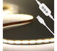 PAUTIX Ruban LED COB USB 5V Blanches 4000K, 2M Dimmable Haute Densité 320LEDs/M Bande lumineuse LED COB Flexible Découpable Bande LED Pour TV Rétroéclairage, Armoire, Chambre, Éclairage Maison DIY