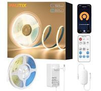 PAUTIX WIFI Ruban LED COB Blanc Chaud 2700K 5M, 480LEDs/M Dimmable 24V CRI90 Flexible Bande Lumineuse,Intelligente Fonction avec Alexa, Télécommande RF et Alimentation pour Bricolage Décoration