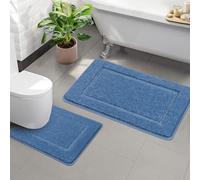 Pauwer Lot de 2 Tapis de Bain Absorbant, Tapis Sall de Bain Antidérapant, Moelleux et Microfibre, Lavable en Machine, Tapis Toilette Forme de U, Ensemble Tapis de Douche pour Baignoire, 53x86+50x50cm