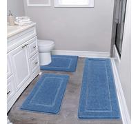 Pauwer Lot de 3 Tapis de Bain Antidérapant, Tapis Sall de Bain Absorbant l'eau, Super Doux et Extra Epais, Lavable en Machine, Tapis Toilette WC Contour, Ensemble Tapis de Douche pour Bain, Baignoire