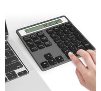 Pavé numérique Bluetooth - Avec calculatrice d'affichage - Clavier numérique sans fil Bluetooth 2 en 1 - Entrée de données + calcul - Clavier numérique externe fin à 34 touches pour ordinateur