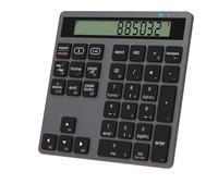 Pavé numérique Bluetooth, Clavier numérique sans fil Bluetooth 5.0/2.4G avec écran, Calculatrice financière portable 34 touches Saisie de données et calcul 2en1 pour ordinateur portable PC de bureau