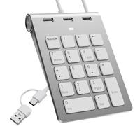 Pavé numérique filaire USB C/USB A, mini pavé numérique ergonomique avec 3 ports USB 2.0, pavé numérique 18 touches, pavé numérique de calcul de bureau pour ordinateur portable, ordinateur de bureau,