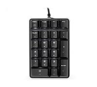 Pavé numérique mécanique avec interrupteur marron et rétroéclairage blanc - Clavier de jeu à 21 touches - Clavier portable pour comptabilité - Extension de clavier pour ordinateur portable et bureau