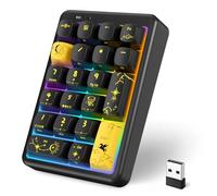 Pavé numérique sans fil 21 touches, pavé numérique sans fil Bluetooth 5.0/2,4 G/Type-C, clavier numérique rechargeable, structure de joint RVB avec touches PBT pour PC, ordinateur portable (noir)