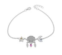 PAVELS Bracelet attrape-rêves pour femme et fille - En argent sterling 925 - Avec zircons, étoile et lune - Bijou bohème - Cadeau pour mère et fille - Réglable et fabriqué à la main avec amour