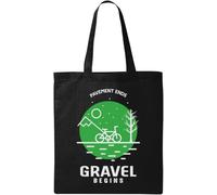 Pavement Ends Gravel Begins Minimaliste Cyclisme Art Naturel Ecologique Sac Fourre-tout Noir, Noir , Taille unique