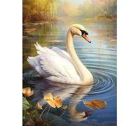 Pavemlo 5D DIY Diamond Painting Kits Cygne De Rivière, Diamant Peinture Point De Croix Broderie Animal, Strass Complet Image Arts Pour Peinture Salon Chambre Décoration Sticker Mural 30X40cm