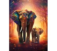 Pavemlo 5D DIY Diamond Painting Kits Éléphant Qui Marche, Diamant Peinture Point De Croix Broderie Animal, Strass Complet Image Arts Pour Peinture Salon Chambre Décoration Sticker Mural 30X40cm