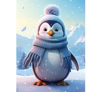 Pavemlo 5D DIY Diamond Painting Kits Foulard Pingouin, Diamant Peinture Point De Croix Broderie Animal, Strass Complet Image Arts Pour Peinture Salon Chambre Décoration Sticker Mural 30X40cm