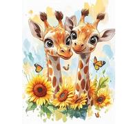 Pavemlo 5D DIY Diamond Painting Kits Girafe, Diamant Peinture Point De Croix Broderie Tournesol, Animal, Strass Complet Image Arts Pour Peinture Salon Chambre Décoration Sticker Mural 30x40 cm