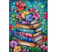 Pavemlo 5D DIY Diamond Painting Kits Livre, Diamant Peinture Point De Croix Broderie Fleur, Strass Complet Image Arts Pour Peinture Salon Chambre Décoration Sticker Mural 30x40 cm