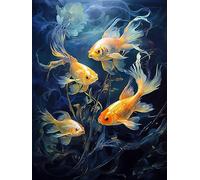 Pavemlo 5D DIY Diamond Painting Kits Poisson Rouge, Diamant Peinture Point De Croix Broderie Animal, Strass Complet Image Arts Pour Peinture Salon Chambre Décoration Sticker Mural 30X40cm