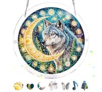Pavemlo Acryl Sonnenfänger Puzzle 83 Teile, DIY Handwerk Loup Doppelseitige Glasmalerei Fensterkunst mit Kette, Achtsames Geschenk für Mutter, Heimdeko 18 cm F278