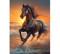 Pavemlo DIY 5D Diamond Painting Kits Cheval Brun, Diamant Peinture Point De Croix Broderie Animal, Strass Complet Image Arts Pour Peinture Salon Chambre Décoration Sticker Mural 30X40 cm