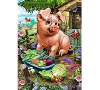 Pavemlo DIY 5D Diamond Painting Kits Cochon, Diamant Peinture Point De Croix Broderie Animaux souriants, Strass Complet Image Arts Pour Peinture Salon Chambre Décoration Sticker Mural 30x40cm