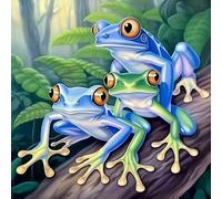 Pavemlo DIY 5D Diamond Painting Kits Grenouille, Diamant Peinture Point De Croix Broderie Animaux Vertes, Strass Complet Image Arts Pour Peinture Salon Chambre Décoration Sticker Mural 30X30 cm