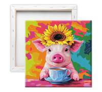 Pavemlo Peinture Par Numero Adulte Avec Cadre Cochon - 20x20cm Paint By Numbers, Kit Artistique Facile Pour Débutants Parfait Pour La Décoration Intérieure Et Les Cadeaux Créatifs
