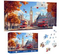 Pavemlo Puzzle 1000 Pieces 41x80cm Big Ben Scène de Rue - Forme Spéciale Puzzle Classiques & Défi Impossible pour Adultes | Familial Stimulant & Décoration | Cadeau Unique pour Passionnés de Puzzles