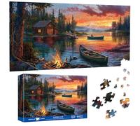 Pavemlo Puzzle 1000 Pieces 41x80cm Lac au Coucher du Soleil - Forme Spéciale Puzzle Classiques & Défi Impossible pour Adultes | Familial Stimulant & Décoration | Cadeau Unique pour Passionnés Puzzles