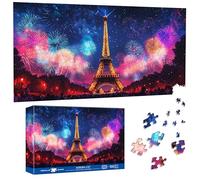 Pavemlo Puzzle 1000 Pieces 41x80cm Paris la Nuit - Forme Spéciale Puzzle Classiques & Défi Impossible pour Adultes | Familial Stimulant & Décoration | Cadeau Unique pour Passionnés de Puzzles