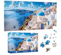 Pavemlo Puzzle 1000 Pieces 41x80cm Santorin - Forme Spéciale Puzzle Classiques & Défi Impossible pour Adultes | Familial Stimulant & Décoration | Cadeau Unique pour Passionnés de Puzzles