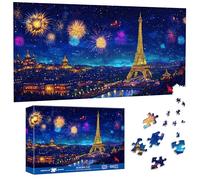 Pavemlo Puzzle 1000 Pieces 41x80cm Tour Eiffel la Nuit - Forme Spéciale Puzzle Classiques & Défi Impossible pour Adultes | Familial Stimulant & Décoration | Cadeau Unique pour Passionnés de Puzzles