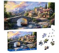 Pavemlo Puzzle 1000 Pieces 41x80cm Village au Bord d'une Rivière - Forme Spéciale Puzzle Classiques & Défi Impossible pour Adultes | Familial Décoration | Cadeau Unique pour Passionnés de Puzzles