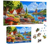 Pavemlo Puzzle 1000 Pieces 41x80cm Village Hollandais - Forme Spéciale Puzzle Classiques & Défi Impossible pour Adultes | Familial Stimulant & Décoration | Cadeau Unique pour Passionnés de Puzzles