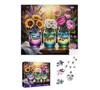 Pavemlo Puzzle 1000 Pieces 55x49cm Foi, Espérance, Amour - Forme Spéciale Puzzle Classiques & Défi Impossible pour Adultes | Familial Stimulant & Décoration | Cadeau Unique pour Passionnés de Puzzles