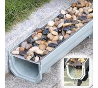 Paver Kit de drainage de terrasse - Canaux de tranchée de 20,3 cm avec tamis à grille d'égout, système de gestion de l'eau de pluie, drainage français avec couvercle supérieur en galets pour un débit