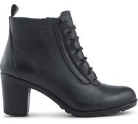 Pavers Pavers Black Leather Block Heeled Lace-Up Boots
