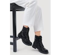 Pavers Pavers Black Leopard Ladies Lace-Up Ankle Boots