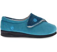 Pavers Pavers Blue Teal Wide Fit Ladies Touch Fasten Full Slippers With Permalose Sole