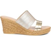 Pavers Pavers Gold Metallic Wedge Espadrilles Sandals