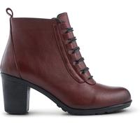 Pavers Pavers Red Leather Block Heeled Lace-Up Boots
