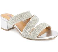 Pavers Pavers Silver Diamante Block Heel Strappy Sandals