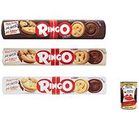 Pavesi Ringo Lot de 12 biscuits à la vanille, cacao et noisette 12 x 165 g cookies italiens biscuits snack + polpa italien gourmet 400 g