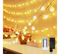 PAVIBOIN Guirlande Lumineuse Sphérique,13M 100 LED Guirlande Lumineuse Noel Extérieur/Intérieur avec Télécommande Timer, Étanche, 8 Modes, Idéal pour Noël, Mariage, Décoration de Balcon