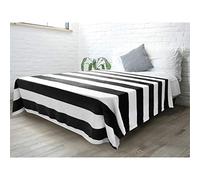 PAVILIA Couverture à Rayures pour canapé-lit | Plaid décoratif en Flanelle Polaire à Rayures Noires et Blanches | Microfibre légère et Chaude | 152,4 x 203,2 cm