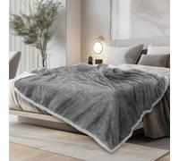 Pavilia Couverture de lit jumeau gris fonc rversible Sherpa Chevron Soft confortable Jacquard tissage