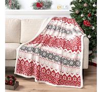 PAVILIA Couverture de Noël Sherpa de qualité supérieure | Décoration de Noël en Polaire, Peluche, Chaude, Confortable, réversible, en Microfibre, 127 x 152,4 cm