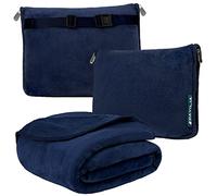 PAVILIA Couverture de Voyage Douce 2 en 1 - Couverture d'avion compacte et compacte - Oreiller de Voiture Essentiel pour Voyageurs - Accessoires de Voyage - Sangle de Sac à Dos pour Bagage - 152,4 x
