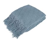 PAVILIA Couverture en Tricot Doux pour canapé-lit, Style Rustique et Salon, jeté d'été léger et décoratif pour Chaise, extérieur texturé, Style bohème, 127 x 152,4 cm, Bleu poudré
