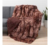 PAVILIA Couverture pelucheuse Marron pour canapé, Duveteuse pour Homme et Femme, en Peluche pelucheuse Chaude pour lit, canapé, Super Douce et épaisse, en Fausse Fourrure Sherpa, Teinture sur nœuds