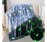 PAVILIA Couverture phosphorescente de 127 x 152,4 cm, Space Planet - Couverture Polaire Douce et Confortable, Couverture Cadeau pour garçons et Filles, jeté en Flanelle Chaude et pelucheuse pour